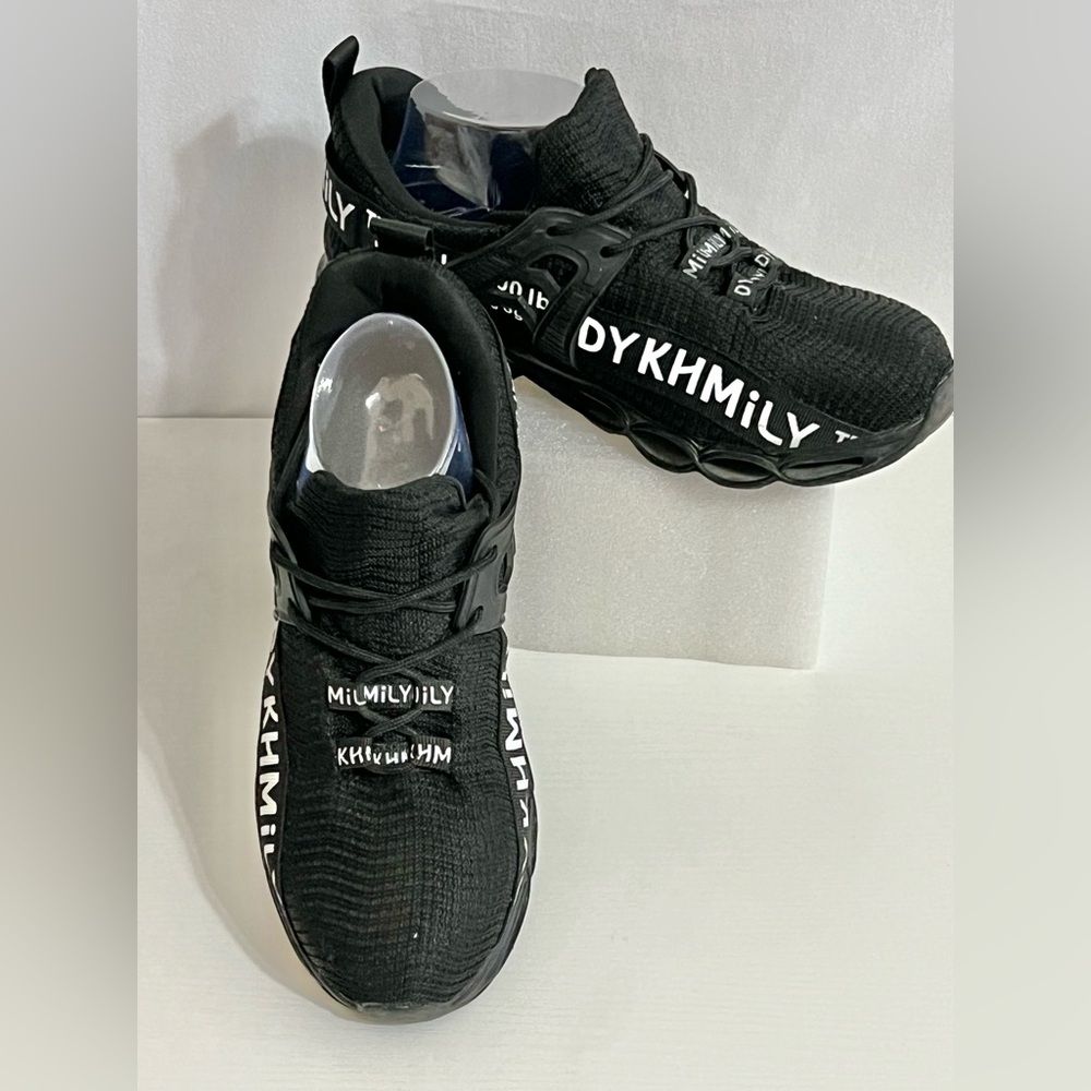 Dykhmily Steel Toe Black Breathable Lace Up Work Shoes Sneaker Style Womens US 7